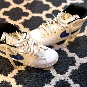 Nike Blazers high top  white, neon, royal blue size 4.5Y Boys